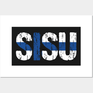 Sisu Finnish Flag Distressed Posters and Art